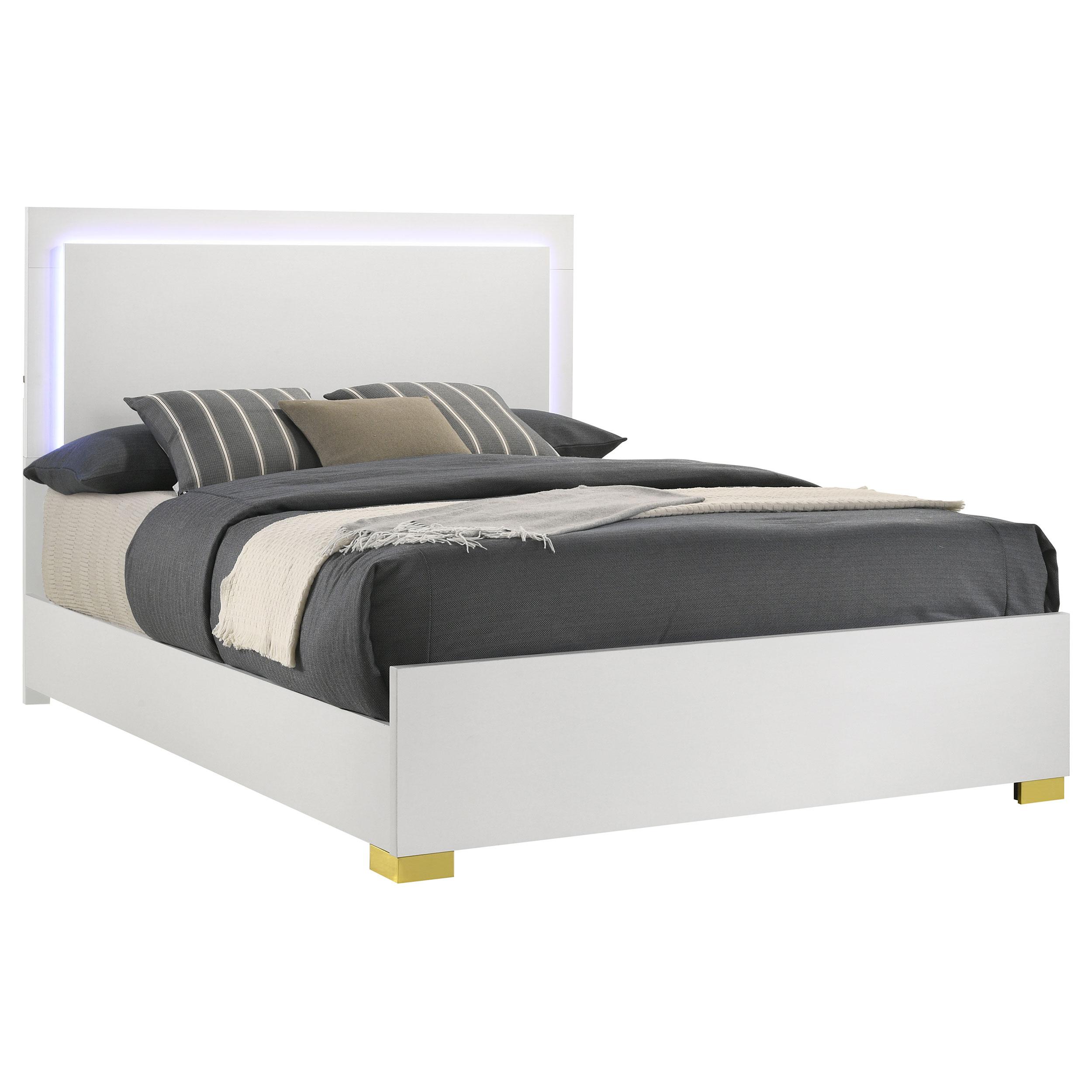 Coaster Furniture Marceline 222931KE Wood Eastern King LED Panel Bed - White IMAGE 1
